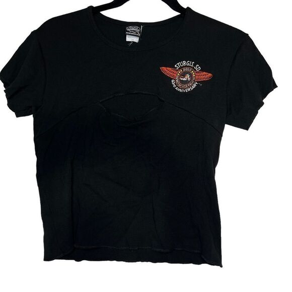 2003 Vtg Sturgis chest cut out Woman’s Harley Davidson T-shirt size L made in US - Picture 4 of 15